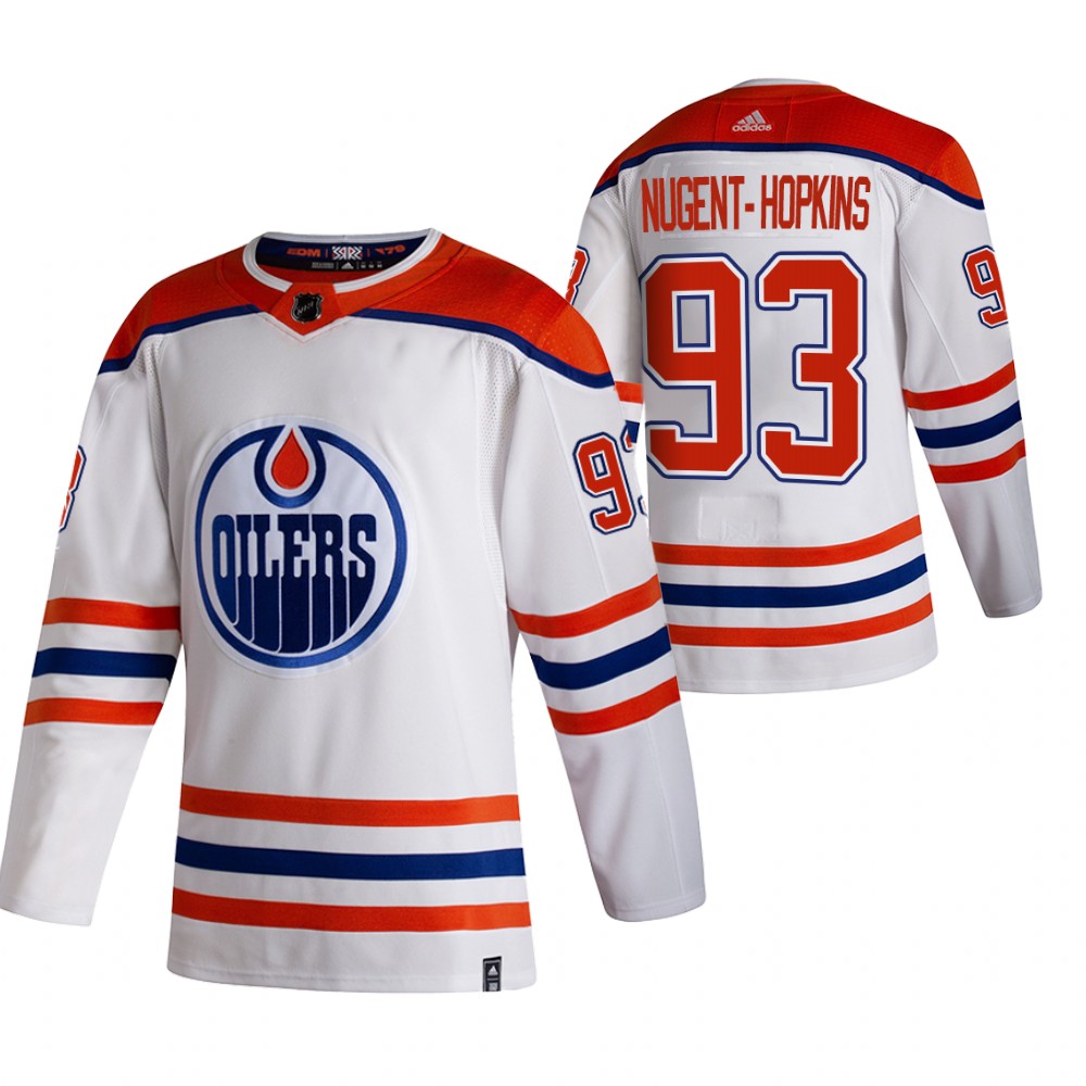 2021 Adidias Edmonton Oilers #93 Ryan Nugent-Hopkins White Men Reverse Retro Alternate NHL Jersey